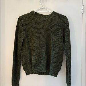 Green Knit Women's Crewneck Sweater